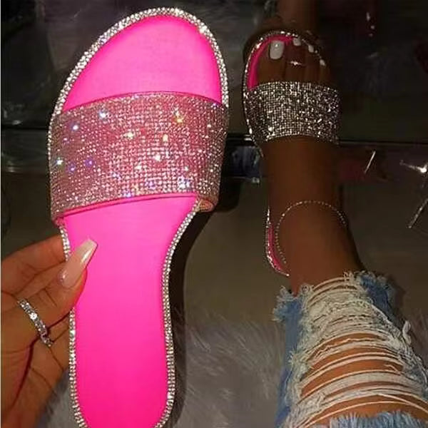 Women's Flats Slip On Jeweled Shoes Sequins Sparkling Sandals Sparkling Fancy