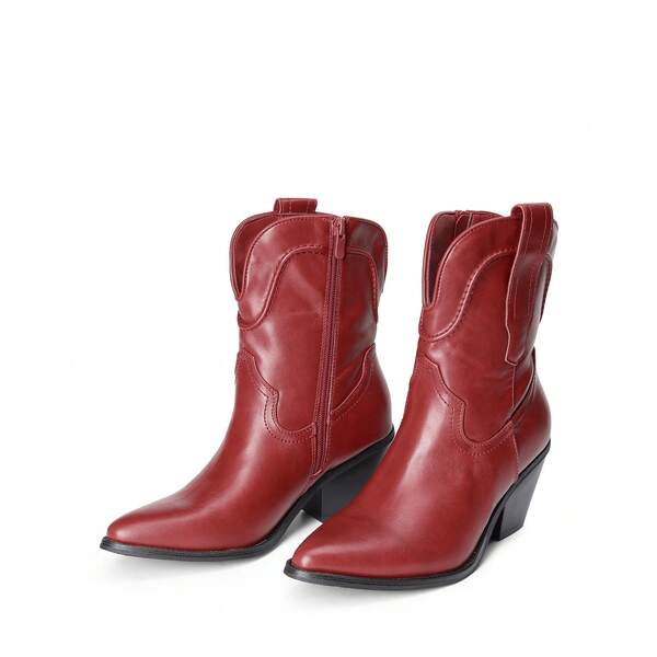 Dream Pairs Women's Cowboy Ankle Boots Western Booties Low Heel Pointed Toe Cowgirl Boots