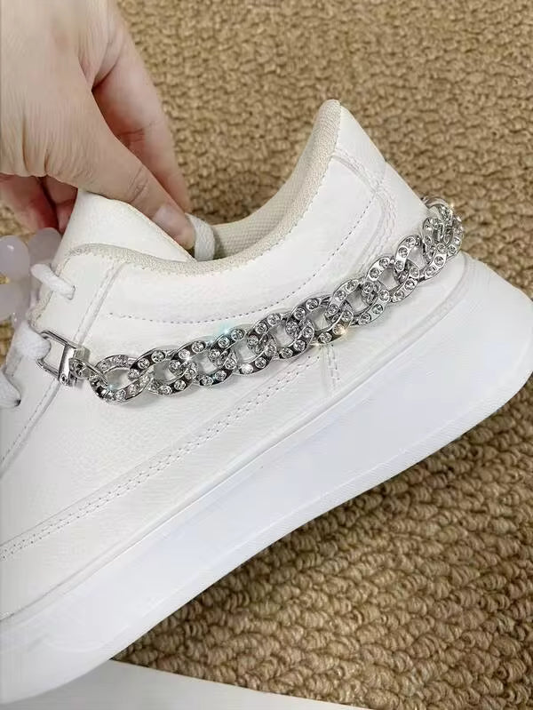 1/2pcs Fashion Zinc Alloy Rotary Spring Hook ABS Rhinestone Chain Decor For Boots, Skateboard Shoes, Backpacks - Perfect Gift For Holidays, Parties And Special Occasions